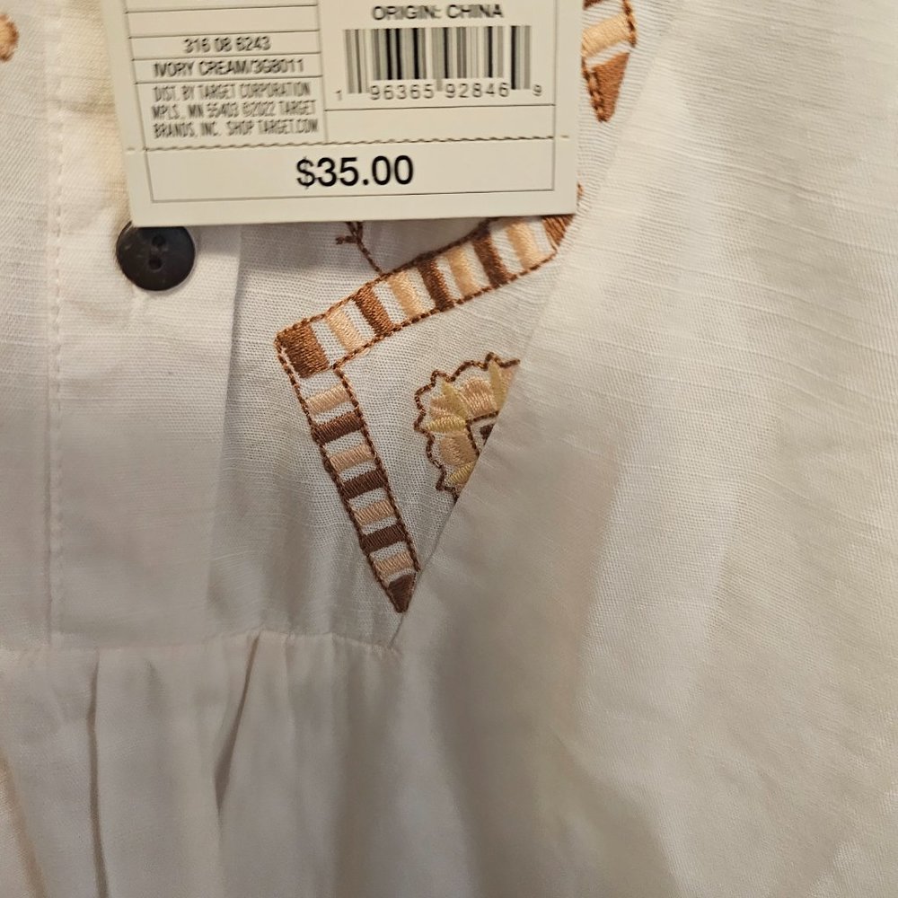 WOMENS BISHOP 3/4 SLEEVE EMBROIDERED BLOUSE- KNOX ROSE CREAM XL - Picture 4 of 6